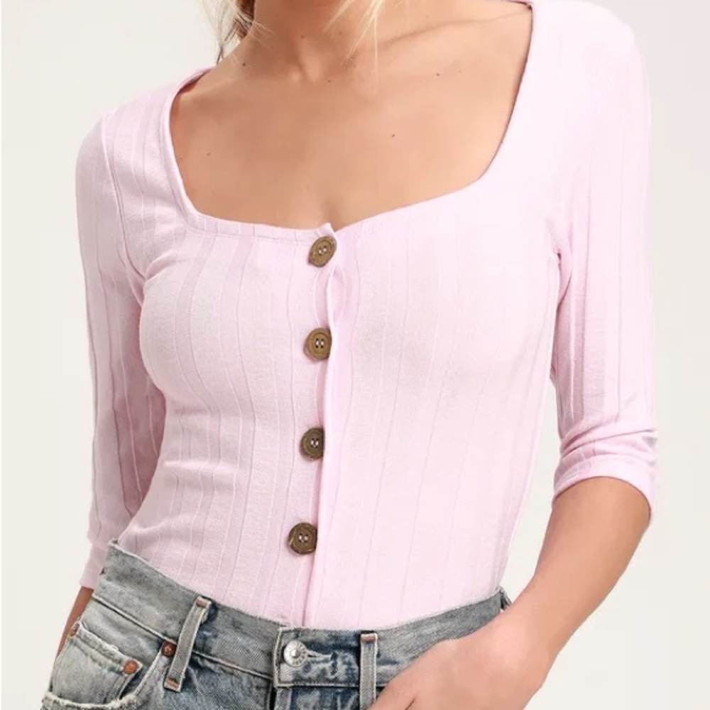 Free People Central Park Light Pink 3/4 Sleeve Cardigan Sweater - Size Large
